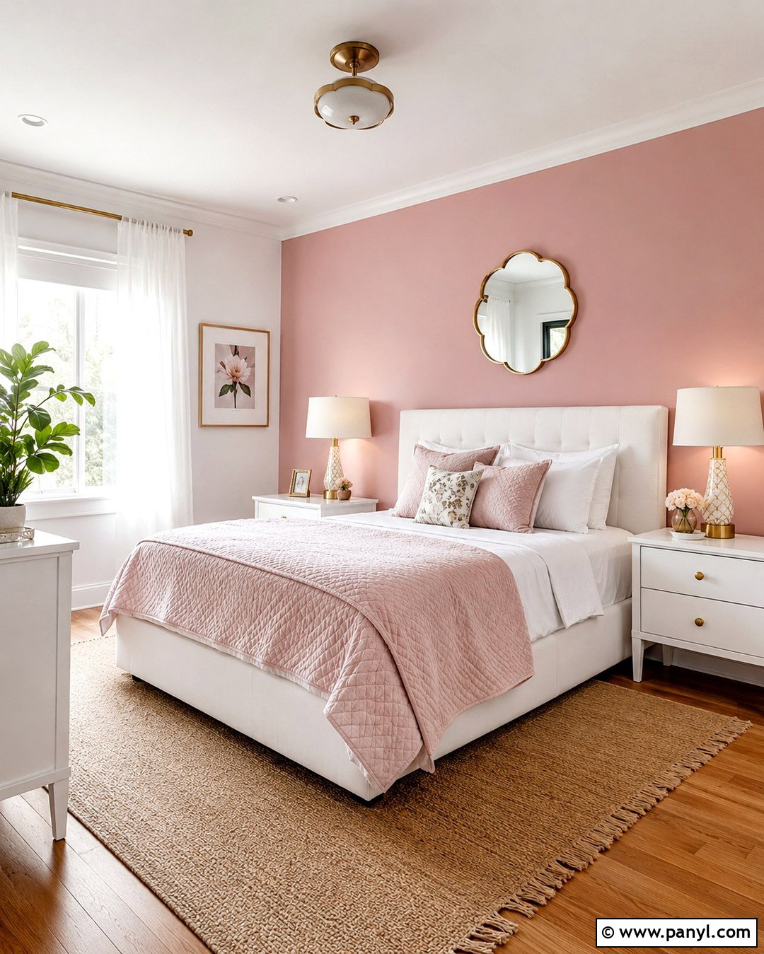 Pastel Pink Accent Wall With White Furniture - 20 Pastel Pink Accent Wall Ideas
