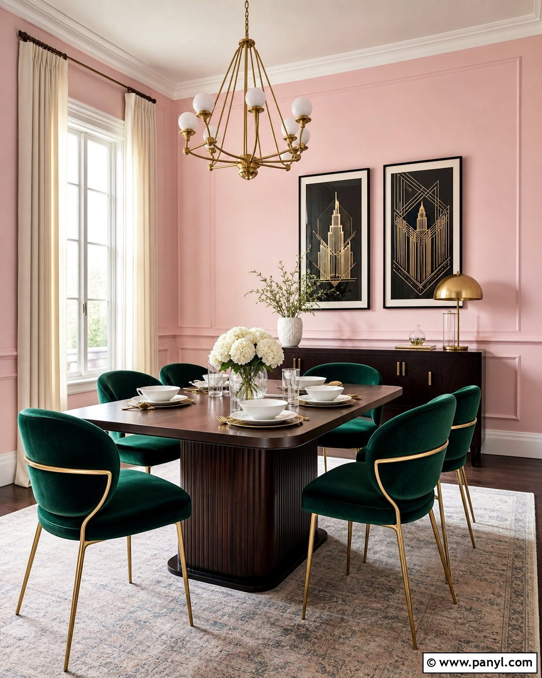 Pastel Pink Dining Room Walls With Emerald Green - 25 Pastel Pink Walls