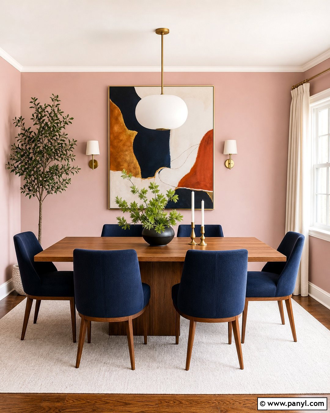 Pastel Pink Dining Room Walls With Navy Chairs - 25 Pastel Pink Walls