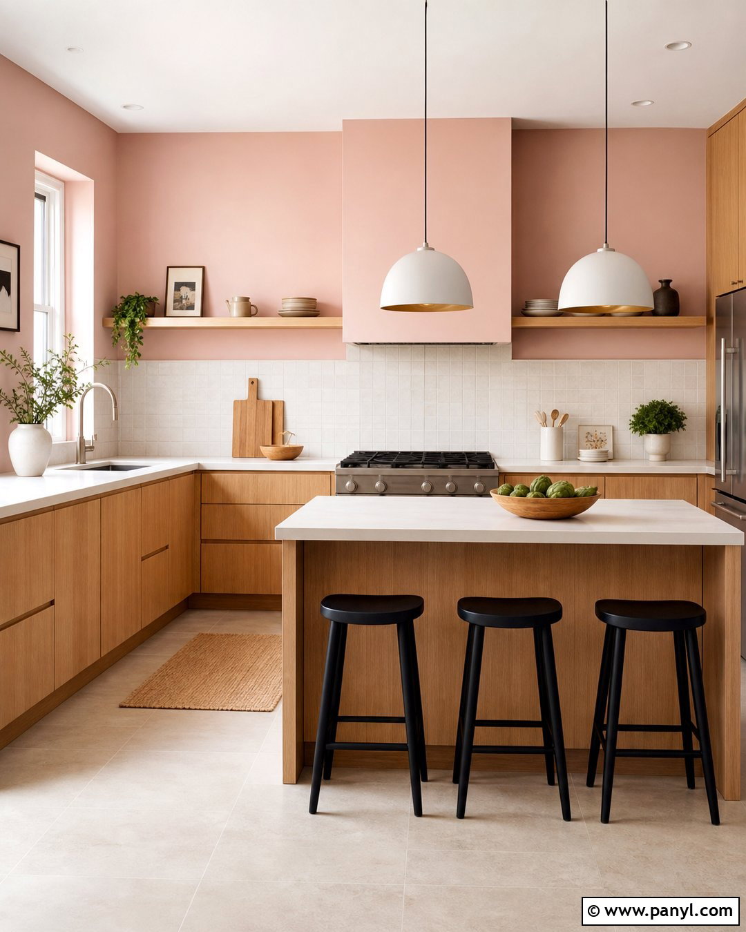 Pastel Pink Kitchen Walls With Light Oak Cabinets - 25 Pastel Pink Walls
