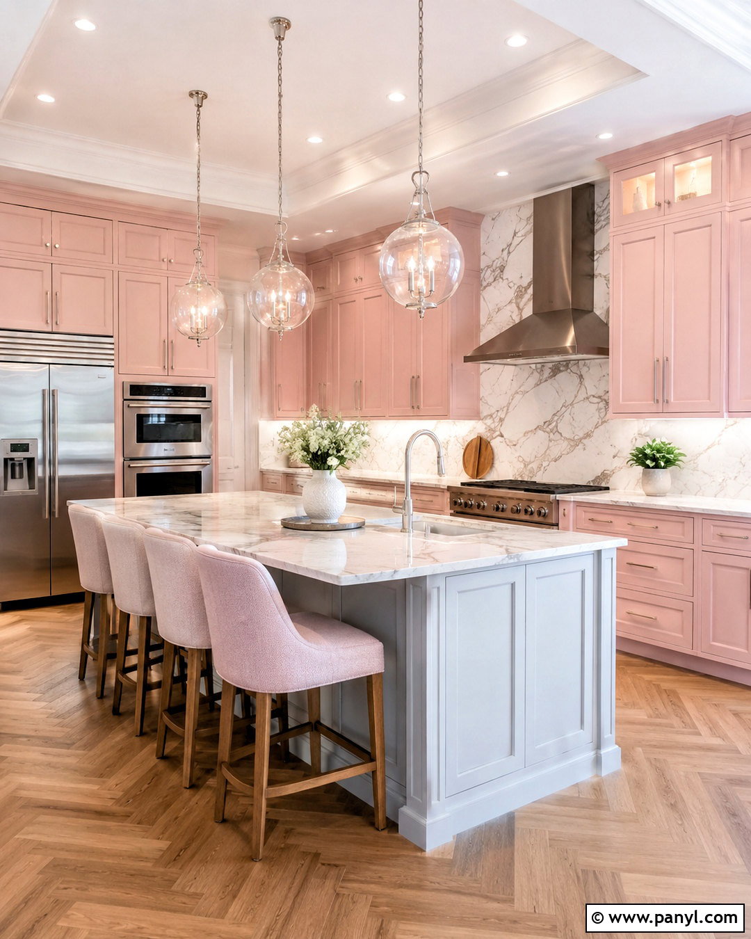 Pastel Pink Kitchen With Marble - 20 pastel pink kitchen ideas