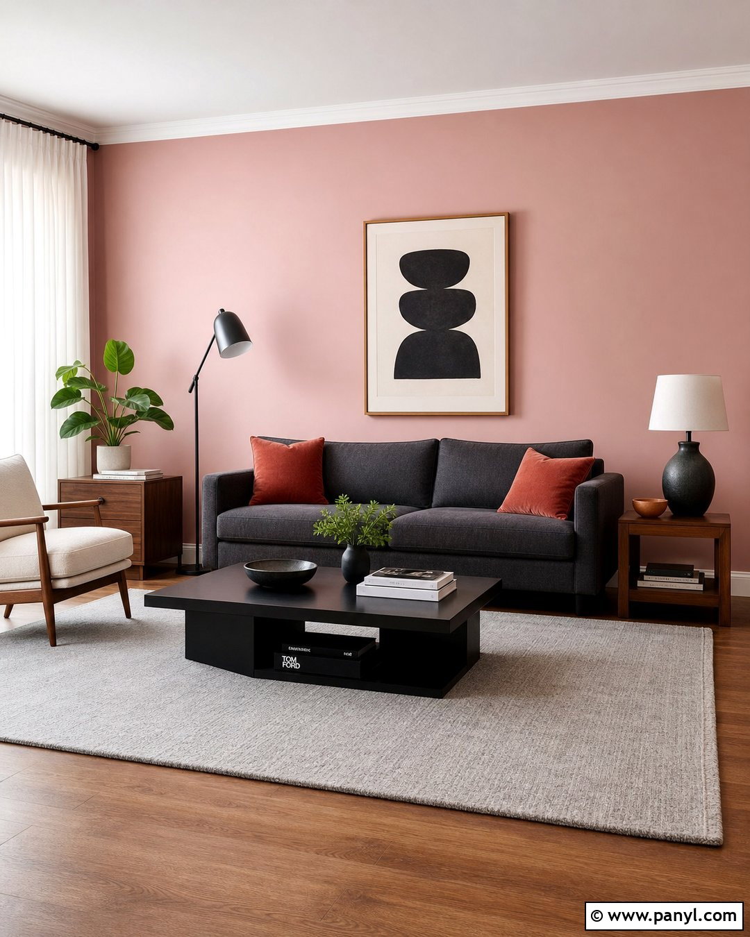 Pastel Pink Living Room Walls With Charcoal Sofa - 25 Pastel Pink Walls