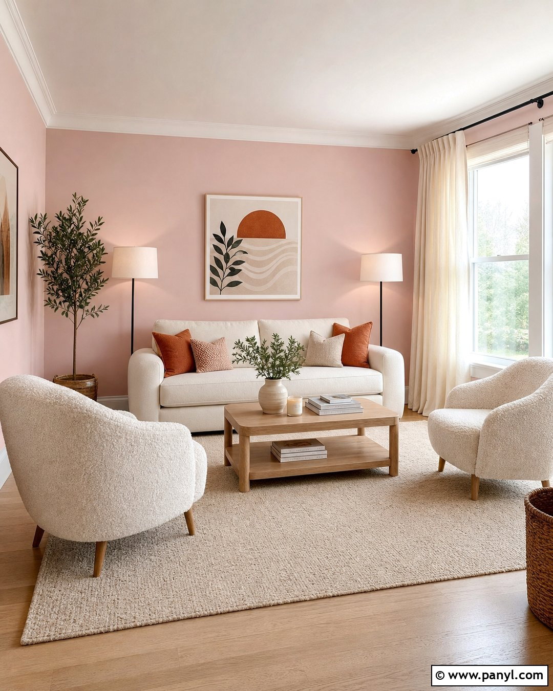 Pastel Pink Living Room Walls With Cream Sofa - 25 Pastel Pink Walls