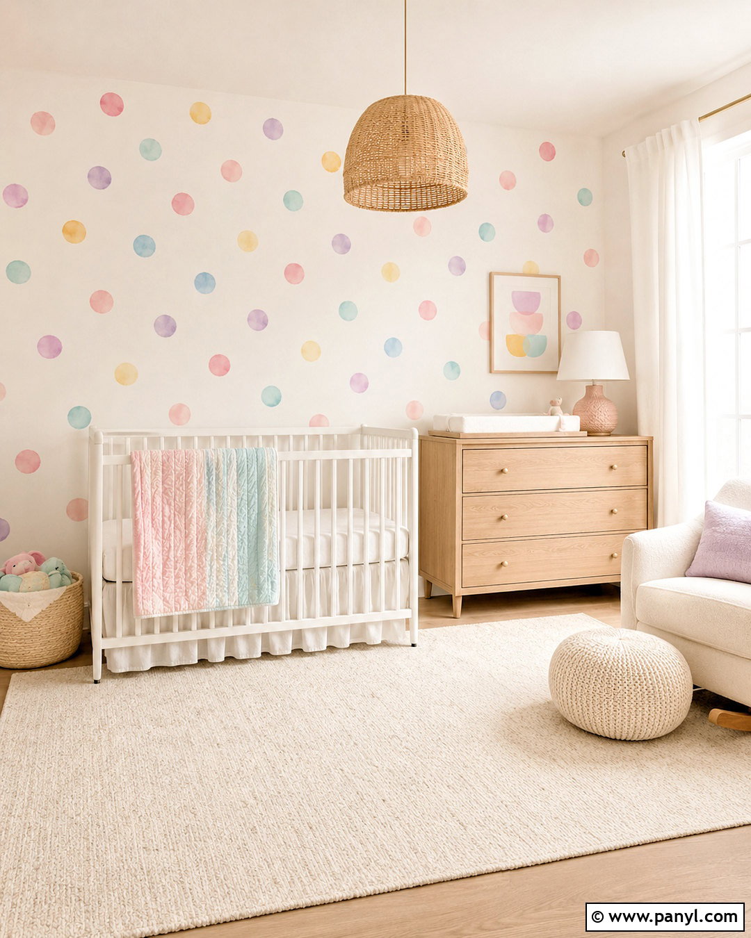 Pastel Polka Dot Nursery Wall - 40 polka dot walls
