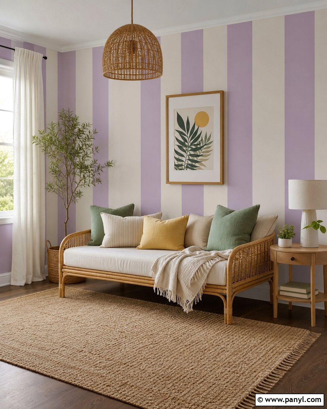 Pastel Purple Striped Wall - 25 Pastel Purple Wall Ideas