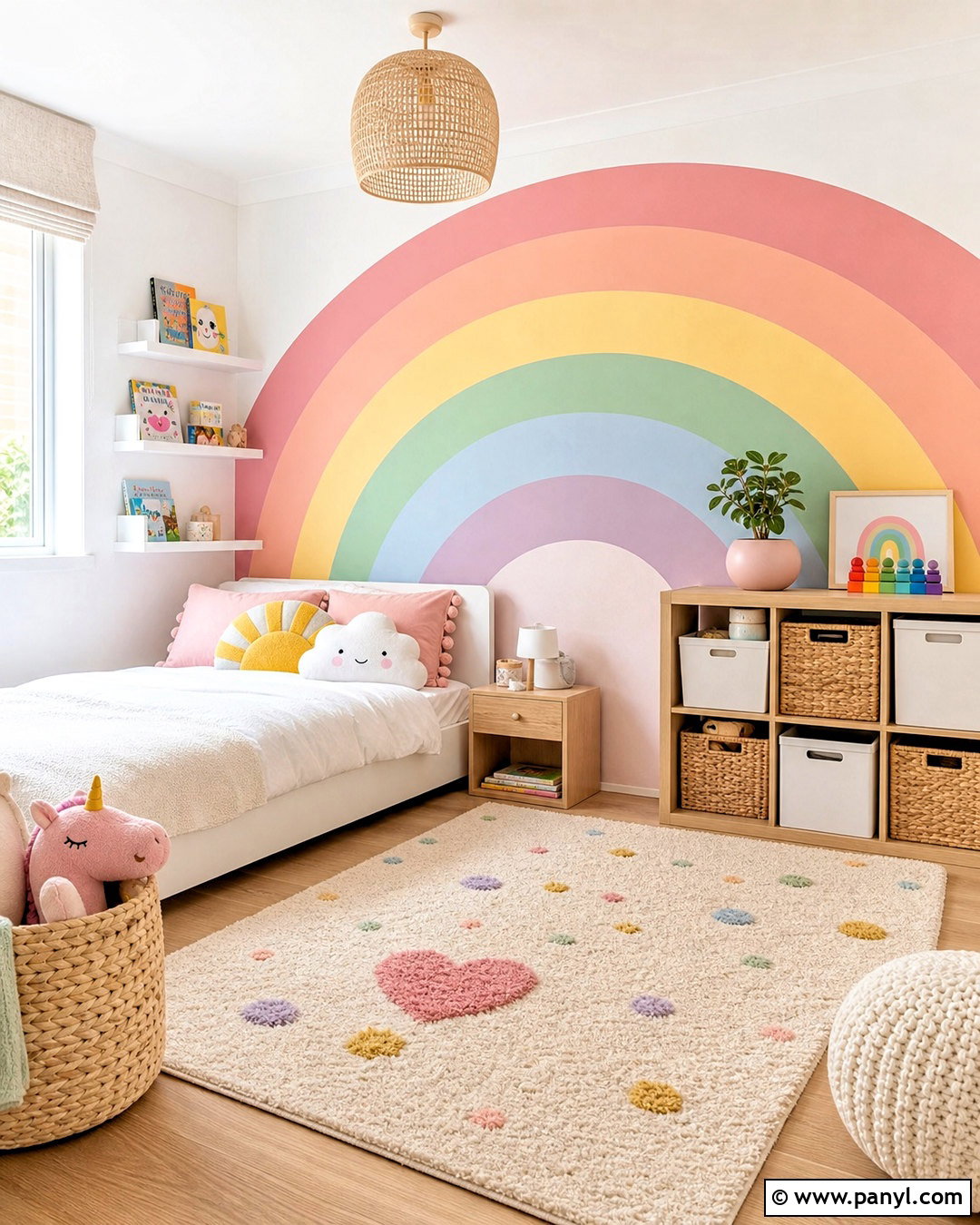 Pastel Rainbow Accent Wall - 20 cute accent wall ideas