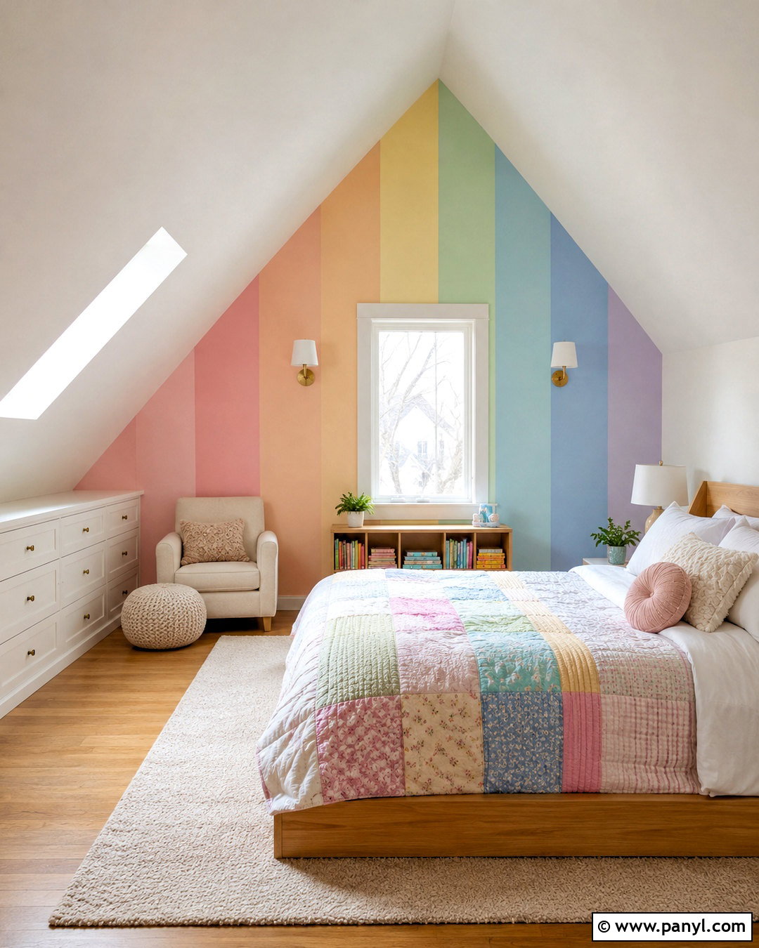 Pastel Rainbow Attic Room - 20 pastel rainbow room ideas