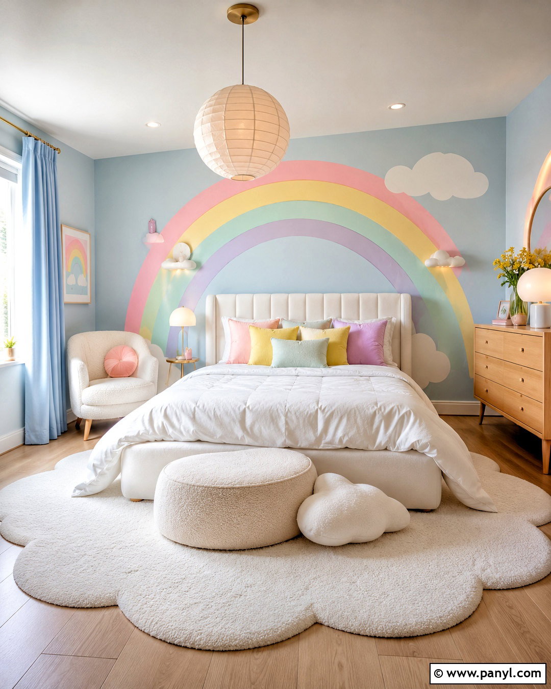 Pastel Rainbow Bedroom With Cloud Decor - 20 pastel rainbow bedroom ideas