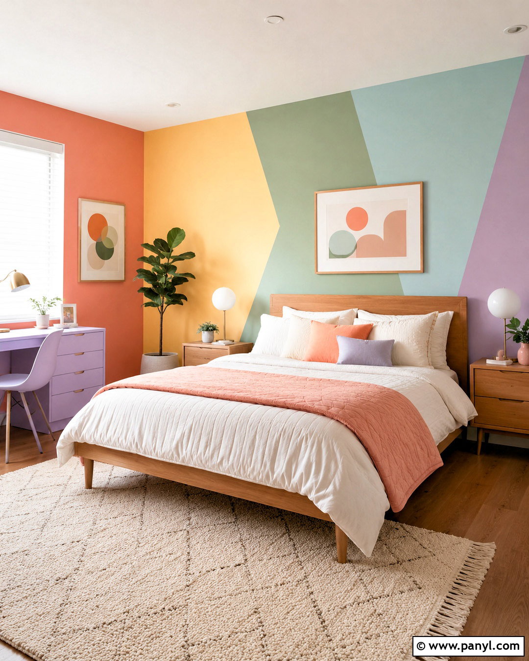 Pastel Rainbow Bedroom With Color Block Walls - 20 pastel rainbow bedroom ideas