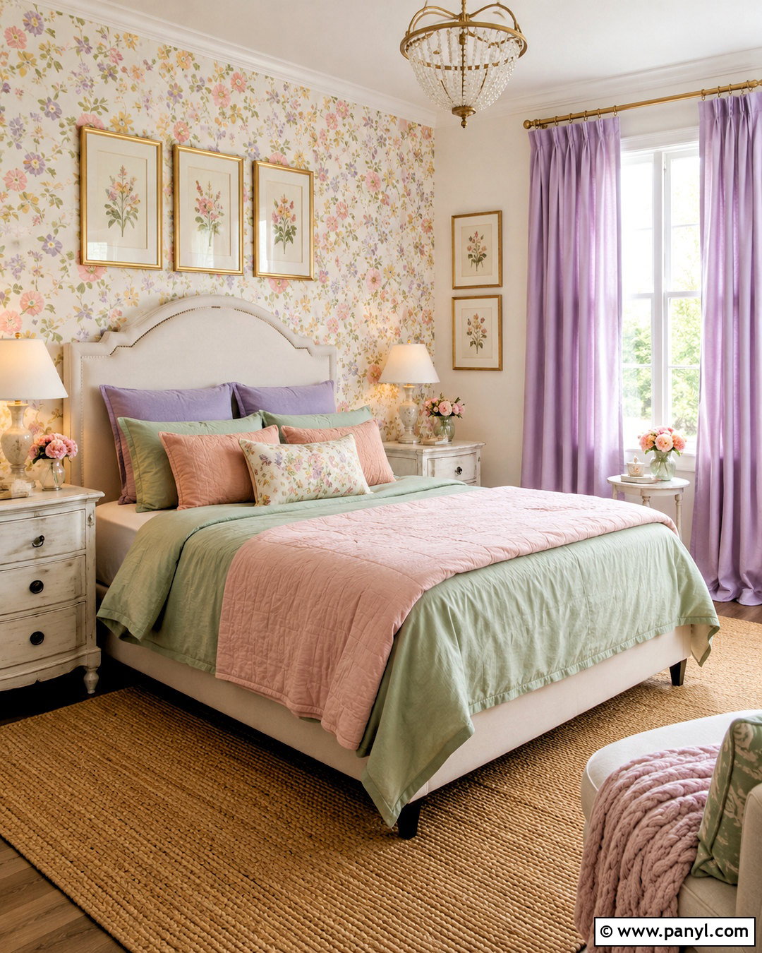 Pastel Rainbow Bedroom With Floral Wallpaper - 20 pastel rainbow bedroom ideas