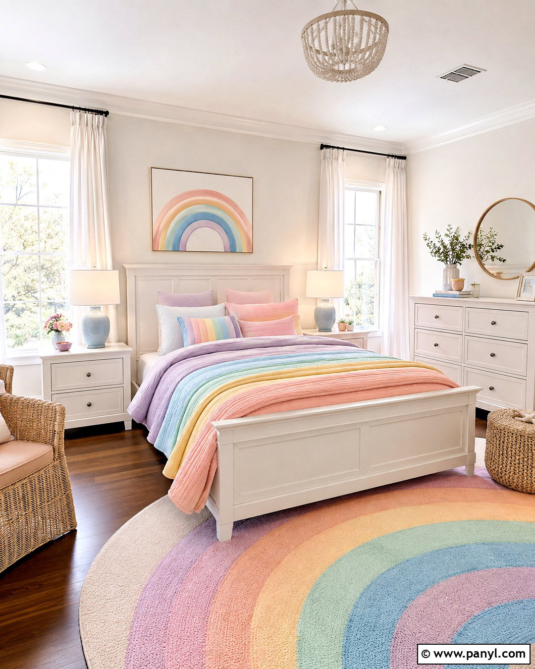 Pastel Rainbow Bedroom With White Furniture - 20 pastel rainbow bedroom ideas