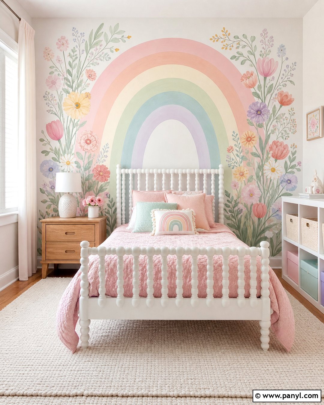 Pastel Rainbow Floral Wall - 30 Pastel Rainbow Wall Ideas