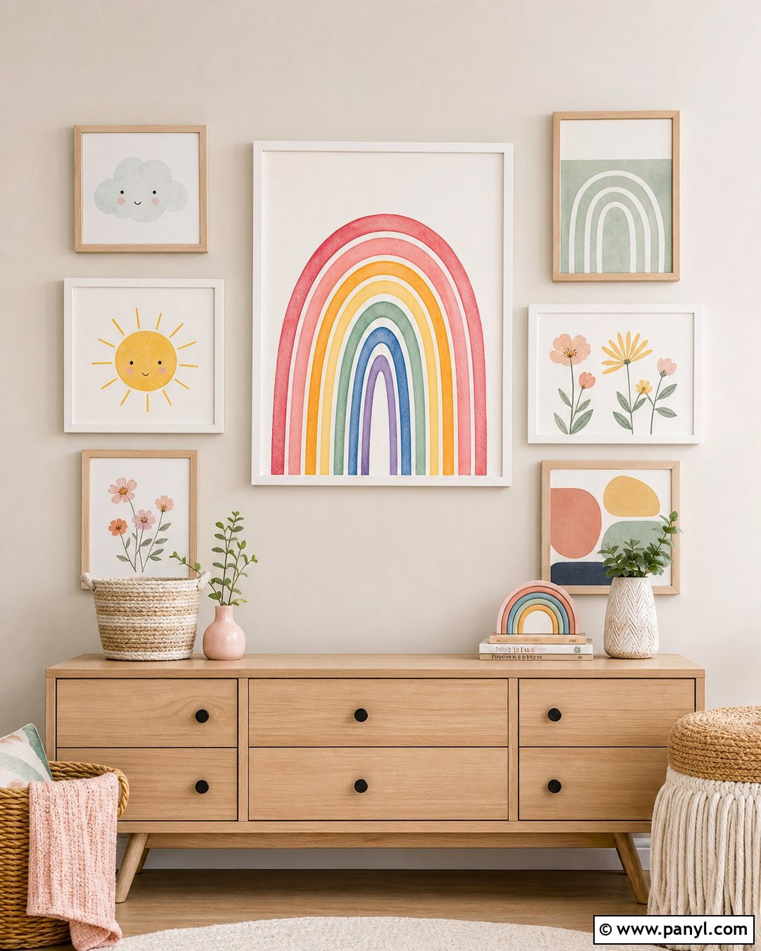 Pastel Rainbow Gallery Wall - 30 Pastel Rainbow Wall Ideas