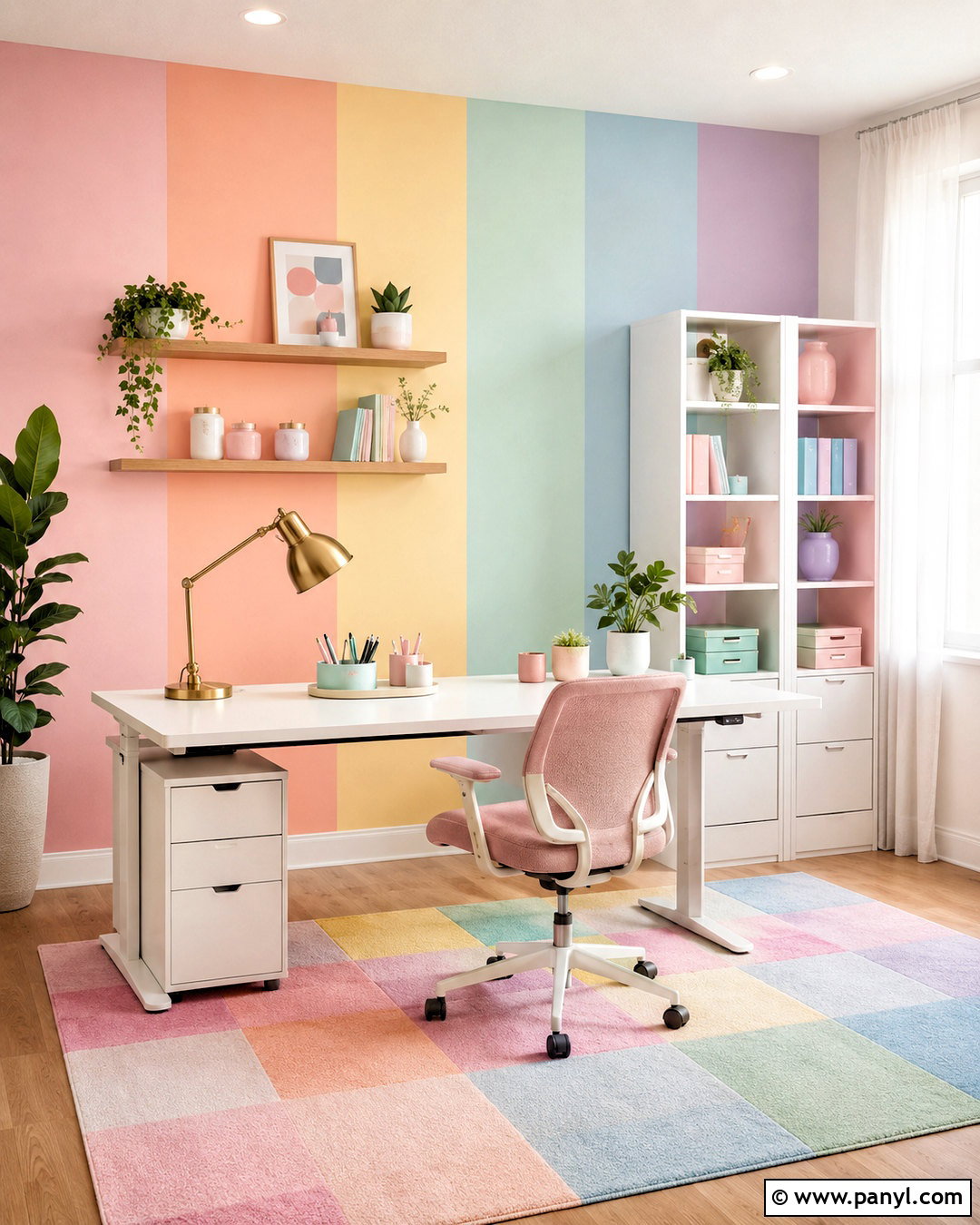 Pastel Rainbow Home Office - 20 pastel rainbow room ideas