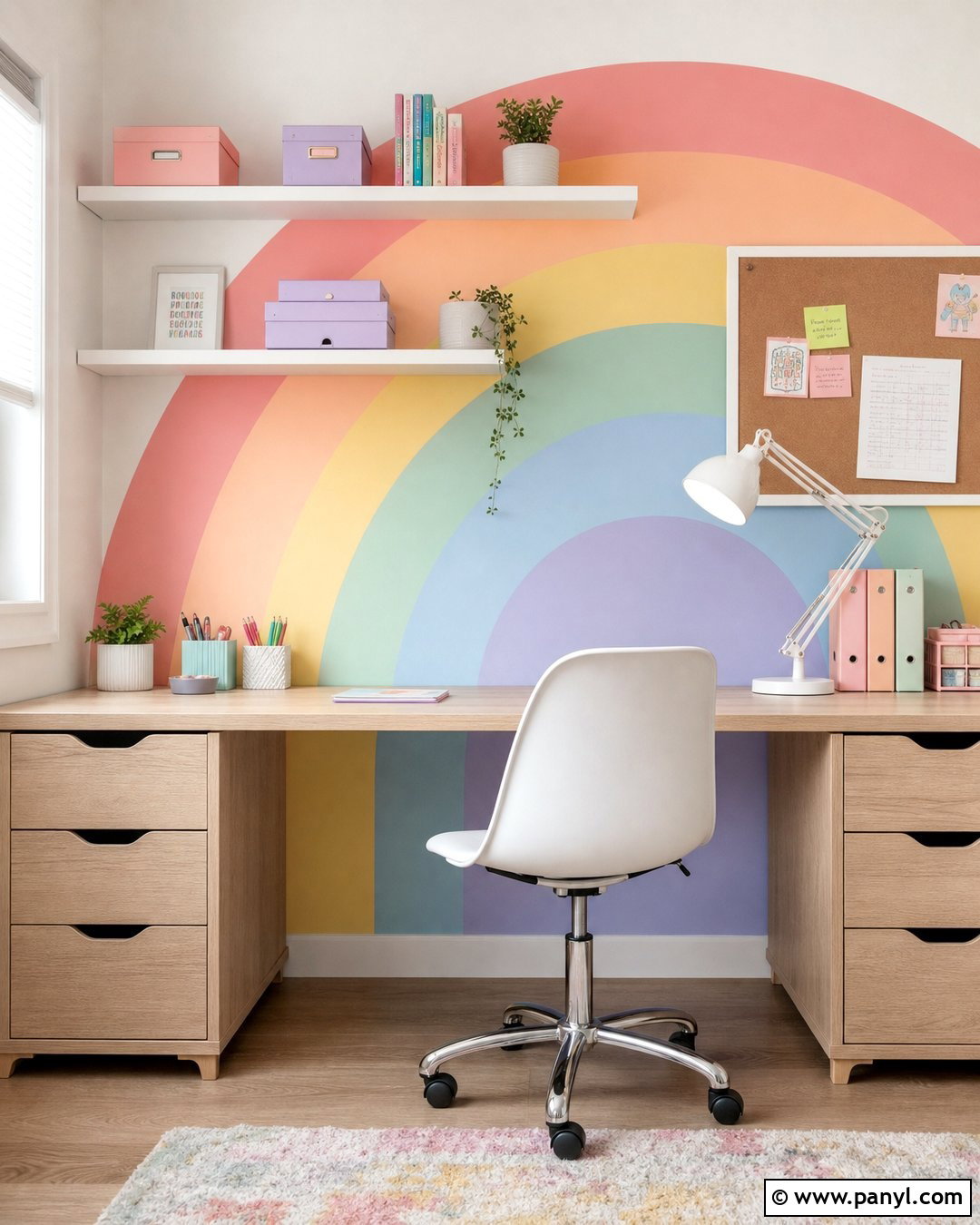Pastel Rainbow Homework Wall - 30 Pastel Rainbow Wall Ideas