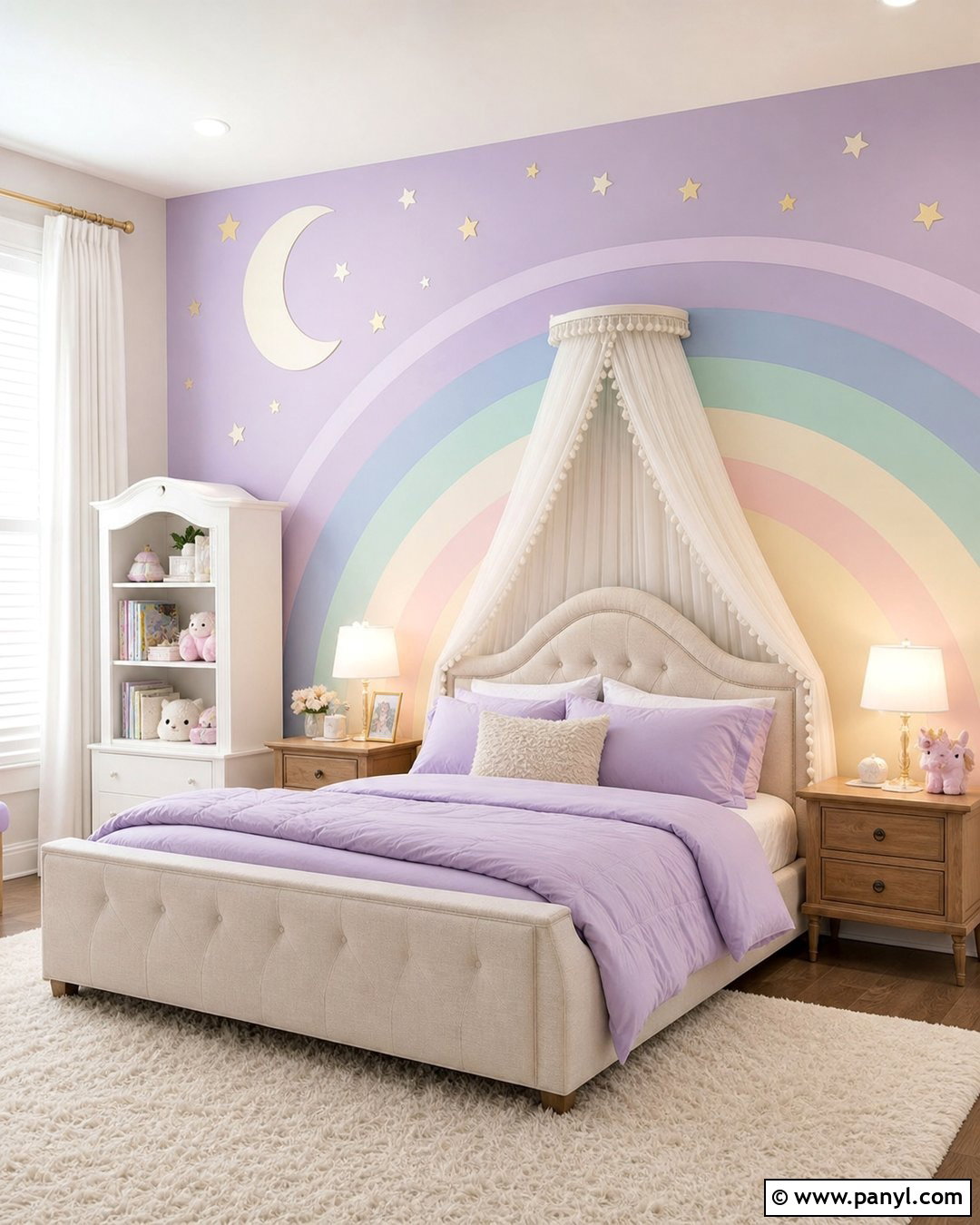 Pastel Rainbow Moon And Star Wall - 30 Pastel Rainbow Wall Ideas