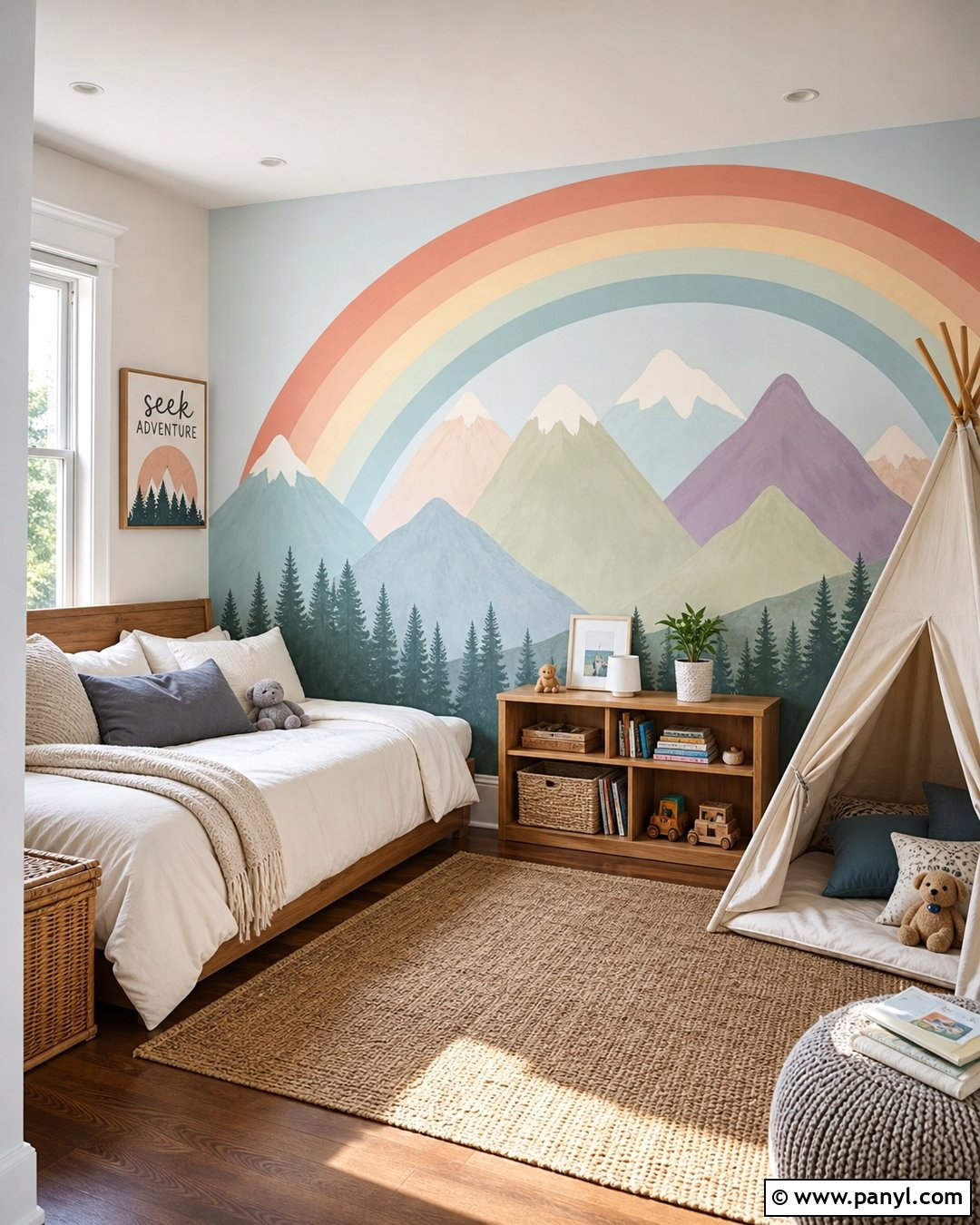 Pastel Rainbow Mountain Mural - 30 Pastel Rainbow Wall Ideas