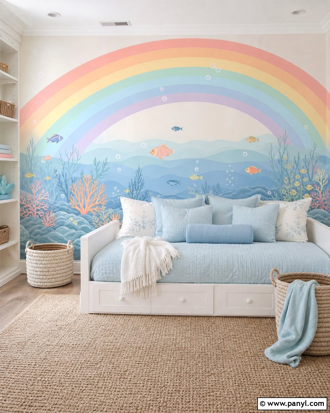 Pastel Rainbow Ocean Wall - 30 Pastel Rainbow Wall Ideas