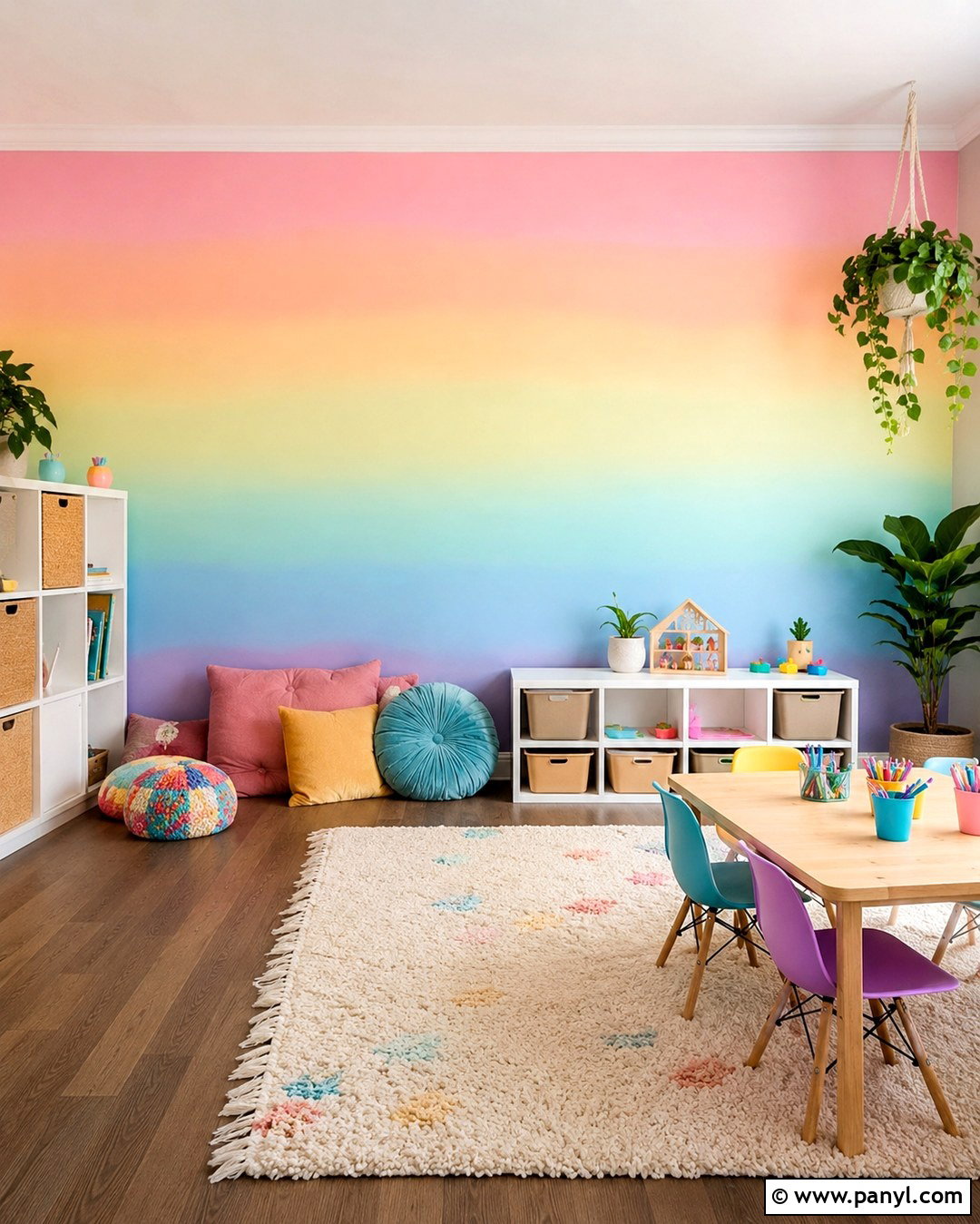 Pastel Rainbow Ombre Wall Playroom - 20 How To Paint An Ombre Wall Ideas