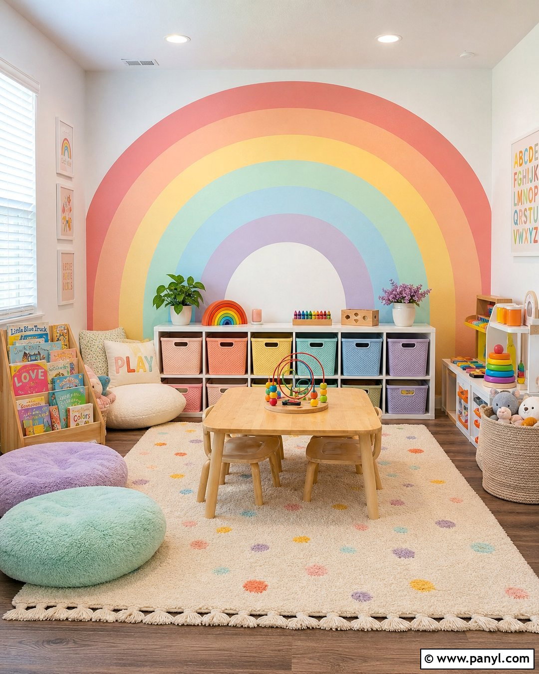 Pastel Rainbow Playroom Wall - 30 Pastel Rainbow Wall Ideas