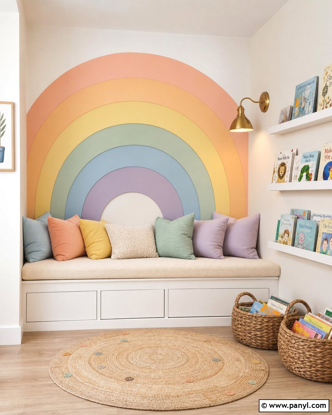 Pastel Rainbow Reading Nook Wall - 30 Pastel Rainbow Wall Ideas