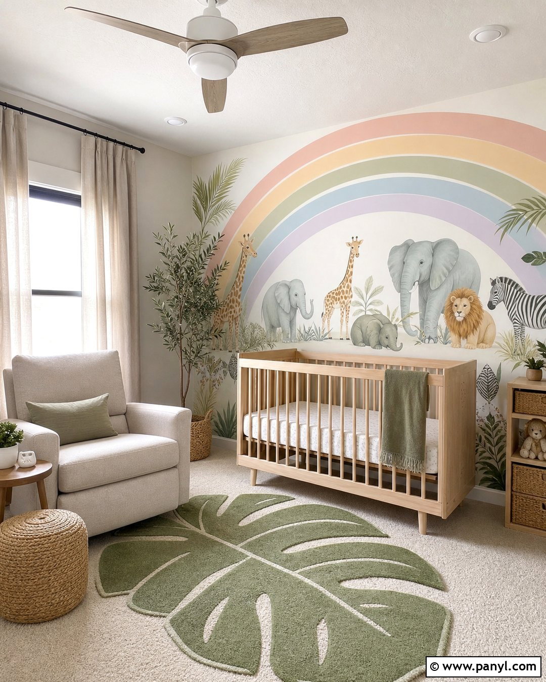 Pastel Rainbow Safari Wall - 30 Pastel Rainbow Wall Ideas