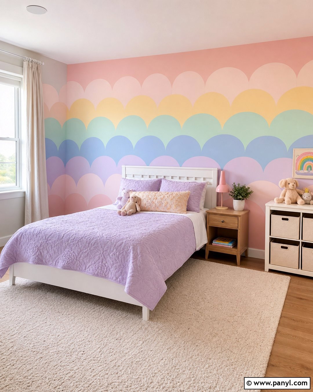 Pastel Rainbow Scallop Wall - 30 Pastel Rainbow Wall Ideas