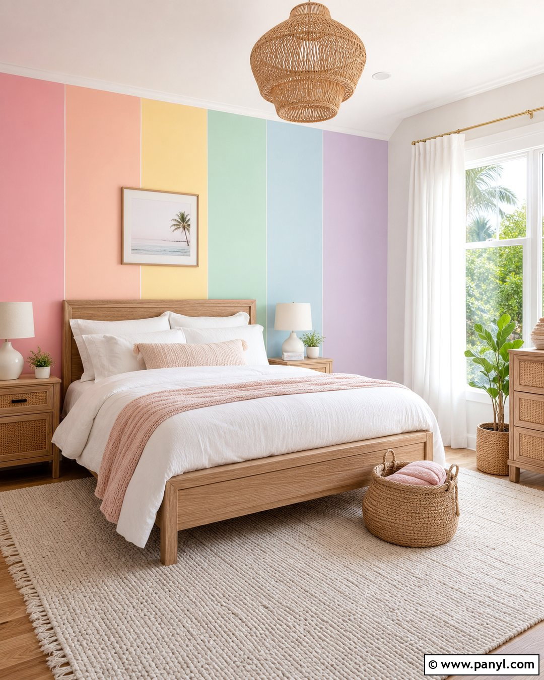 Pastel Rainbow Stripe Wall - 30 Rainbow Stripe Wall Ideas