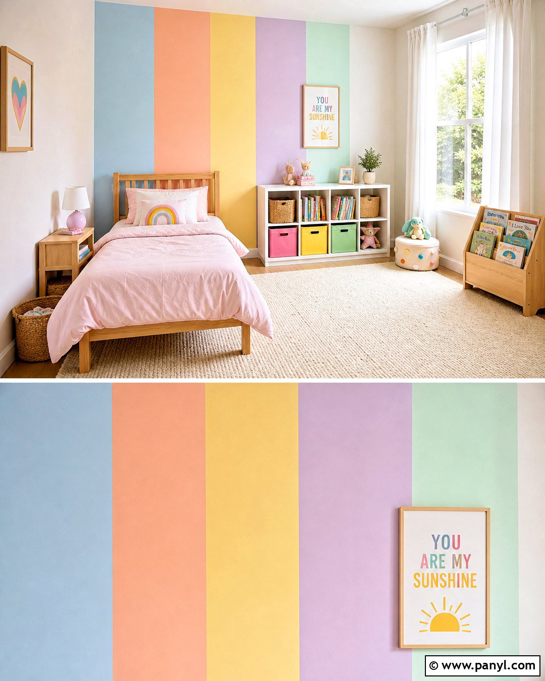 Pastel Rainbow Vertical Striped Kids Room - 20 striped walls vertical ideas