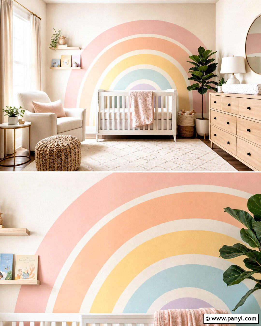 Pastel Rainbow Wall Mural - 20 rainbow wall mural ideas