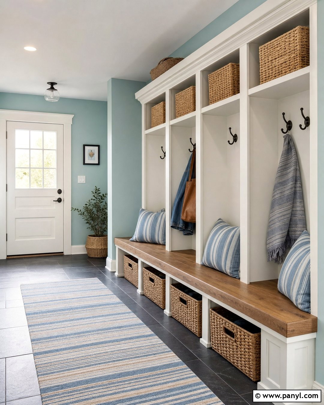 Pastel Robin Egg Blue Mudroom - 35 Pastel Wall Color Ideas