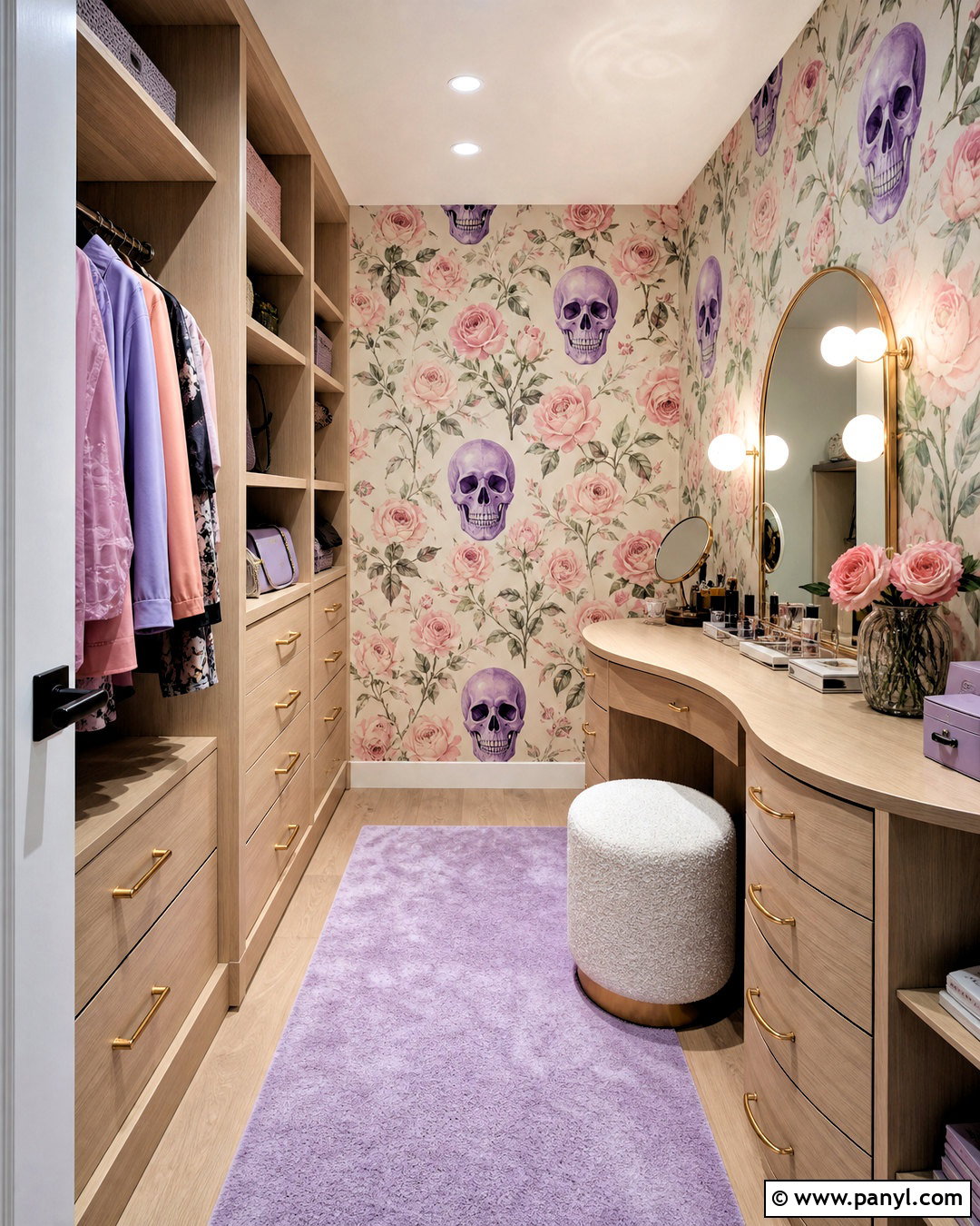 Pastel Skull And Rose Wallpaper Dressing Room - 20 skull and rose pattern wallpaper ideas