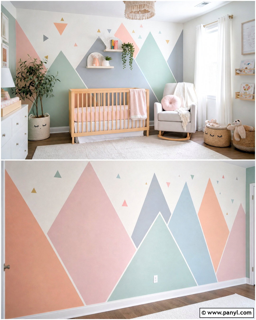 Pastel Triangle Nursery Wall - 20 triangle wall design ideas