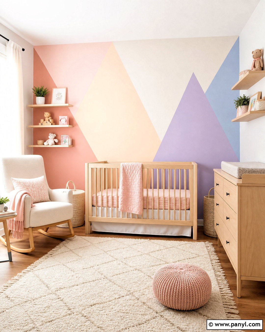 Pastel Triangle Wall Nursery - 20 triangle painted wall ideas