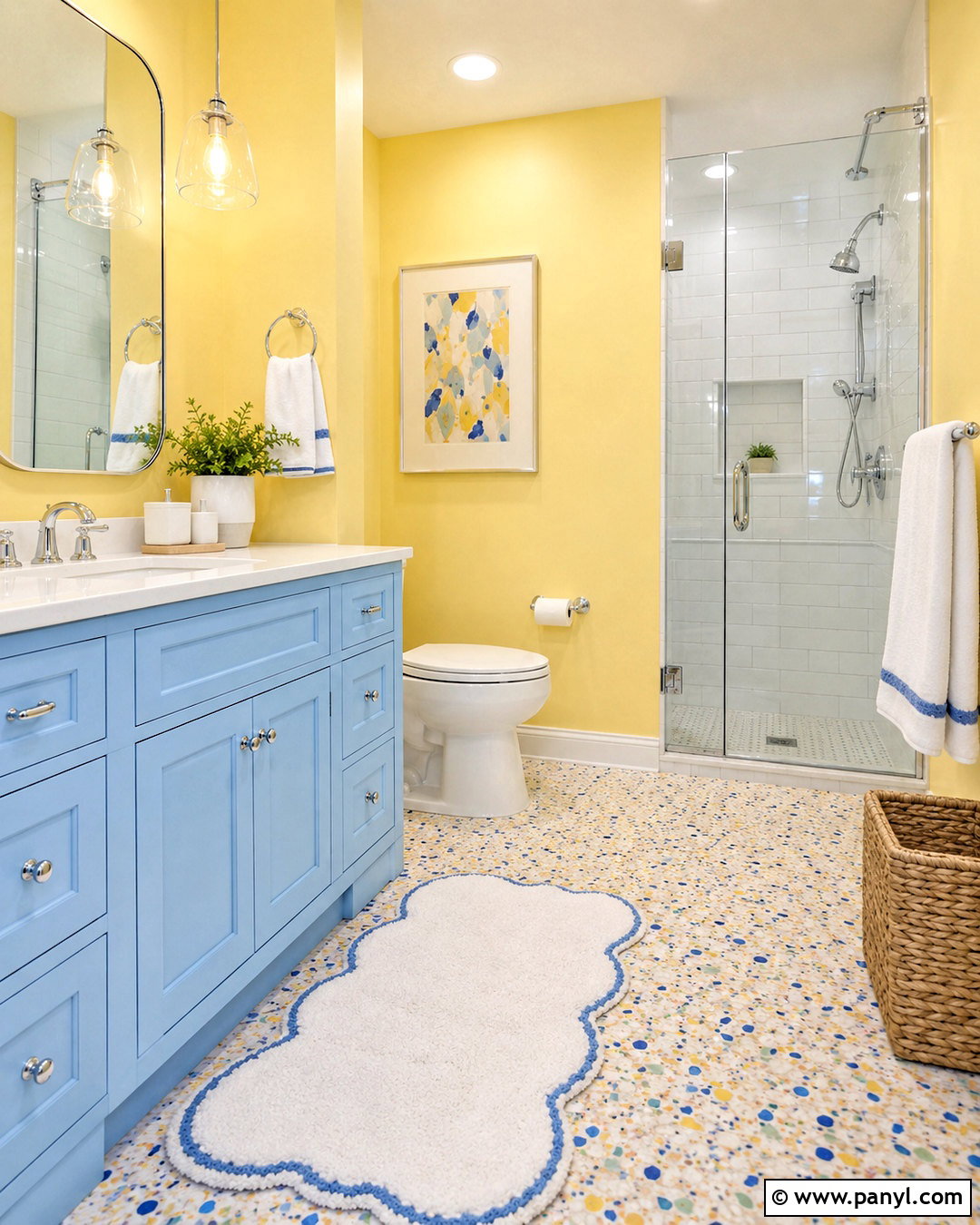 Pastel Yellow And Sky Blue Bathroom - 20 Yellow Bathroom Colors