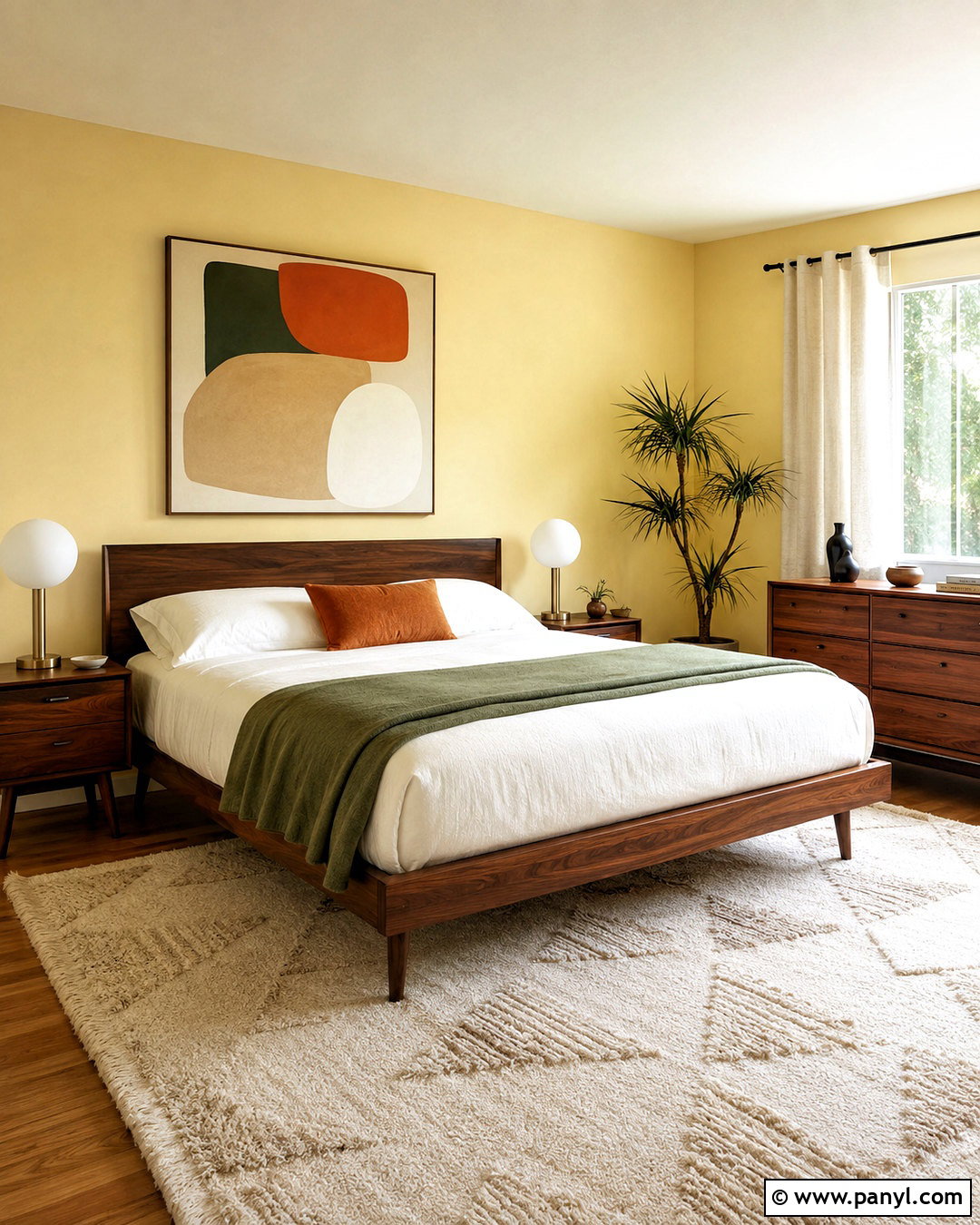 Pastel Yellow Bedroom With Midcentury Furniture - 20 pastel yellow bedroom ideas