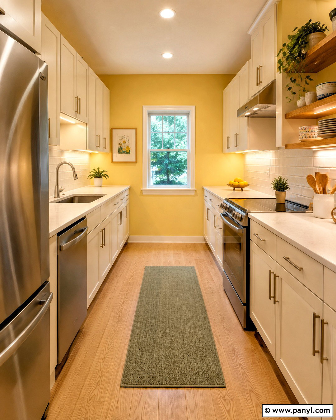 Pastel Yellow Kitchen Walls In A Galley Kitchen - 20 pastel yellow kitchen walls