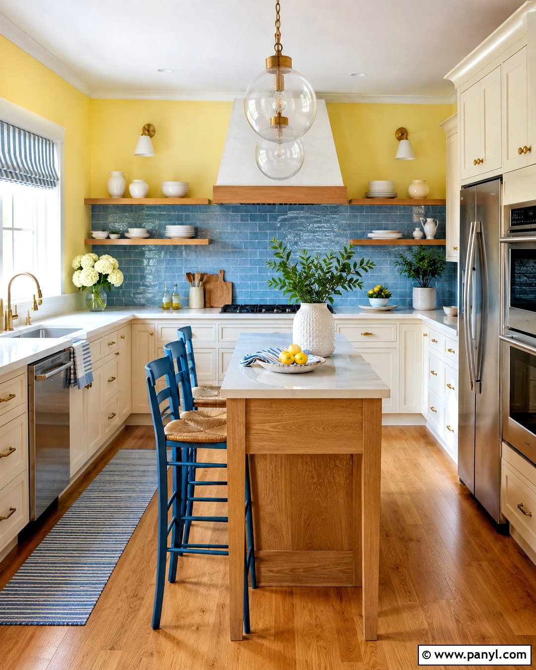 Pastel Yellow Kitchen Walls With Blue Backsplash - 20 pastel yellow kitchen walls