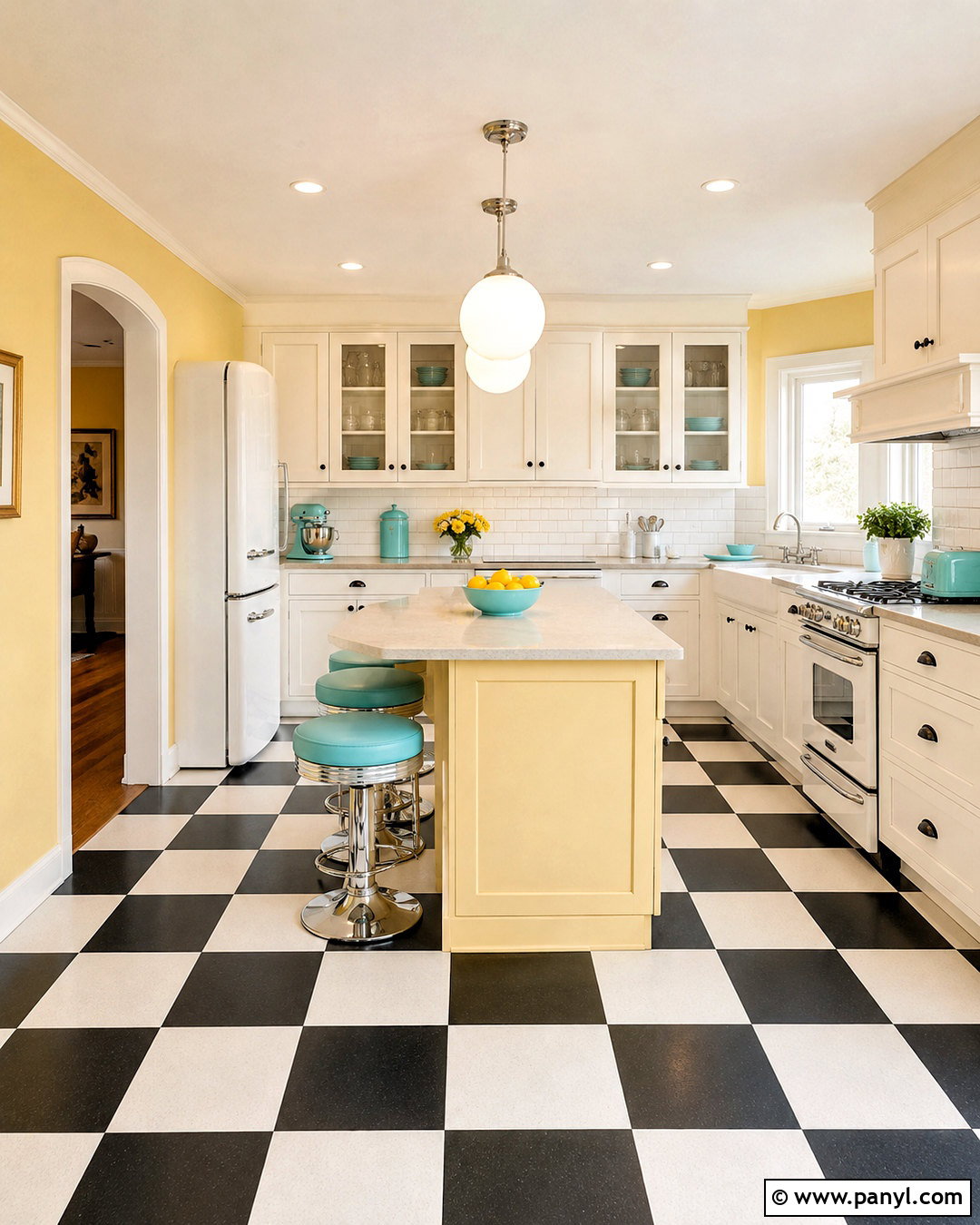 Pastel Yellow Kitchen Walls With Checkerboard Floors - 20 pastel yellow kitchen walls