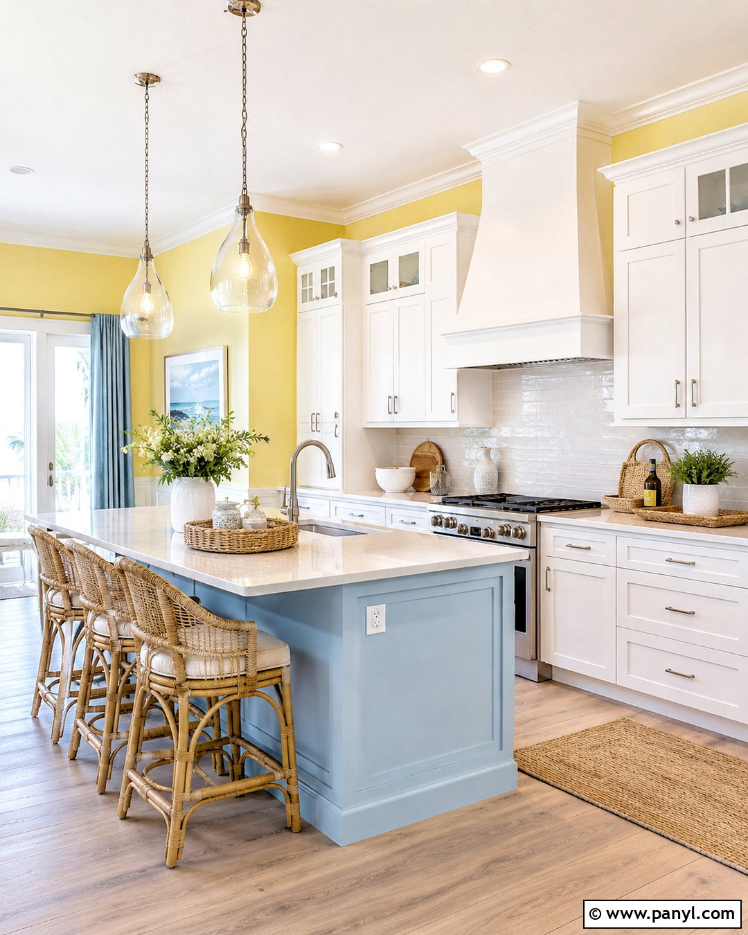Pastel Yellow Kitchen Walls With Coastal Decor - 20 pastel yellow kitchen walls