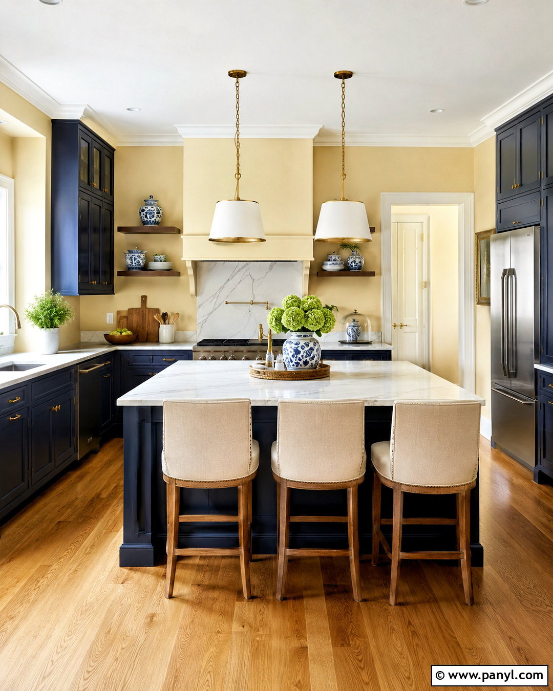 Pastel Yellow Kitchen Walls With Navy Cabinets - 20 pastel yellow kitchen walls