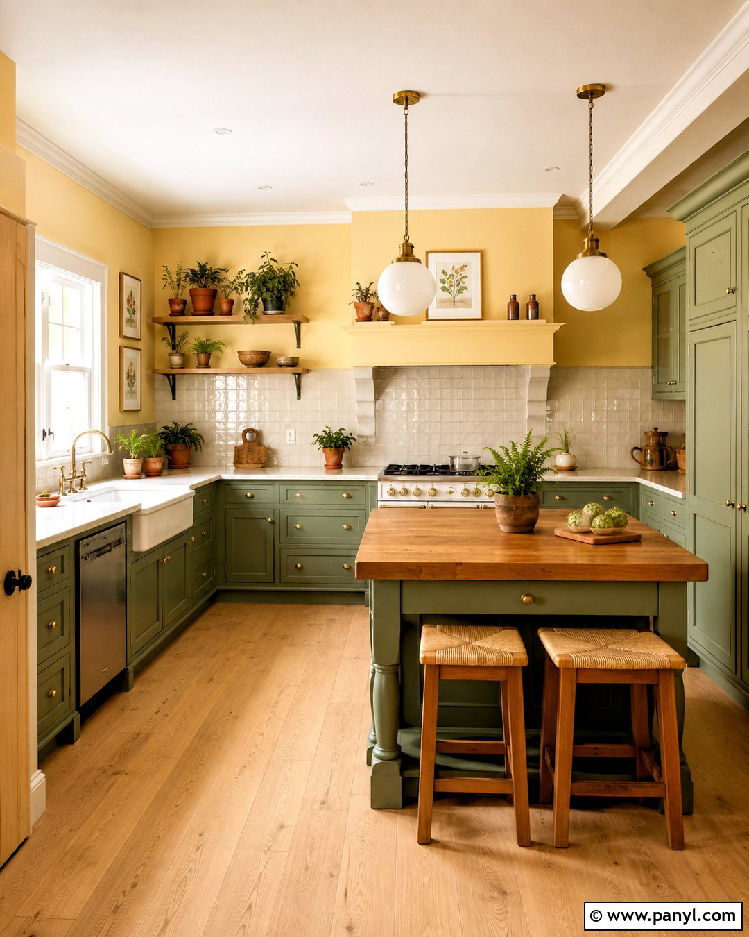 Pastel Yellow Kitchen Walls With Sage Green Cabinets - 20 pastel yellow kitchen walls
