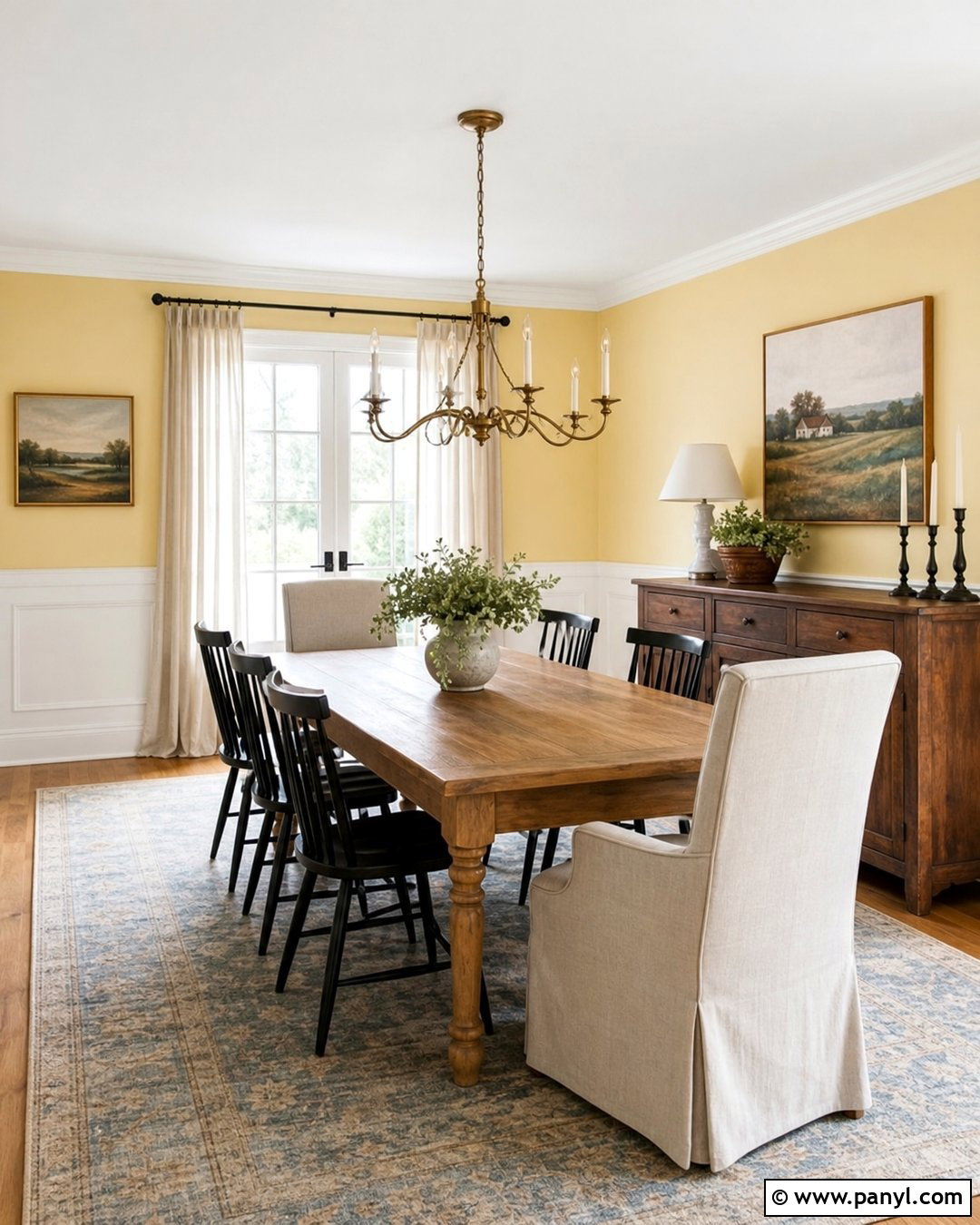 Pastel Yellow Walls In A Farmhouse Dining Room - 30 pastel yellow walls
