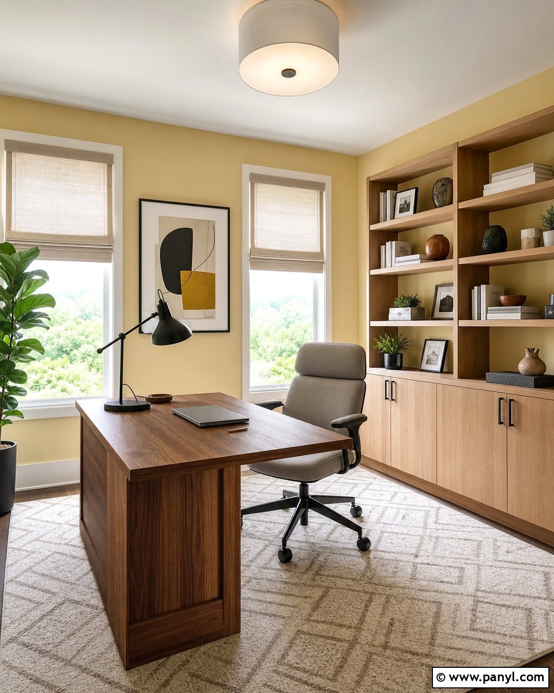 Pastel Yellow Walls In A Home Office - 30 pastel yellow walls