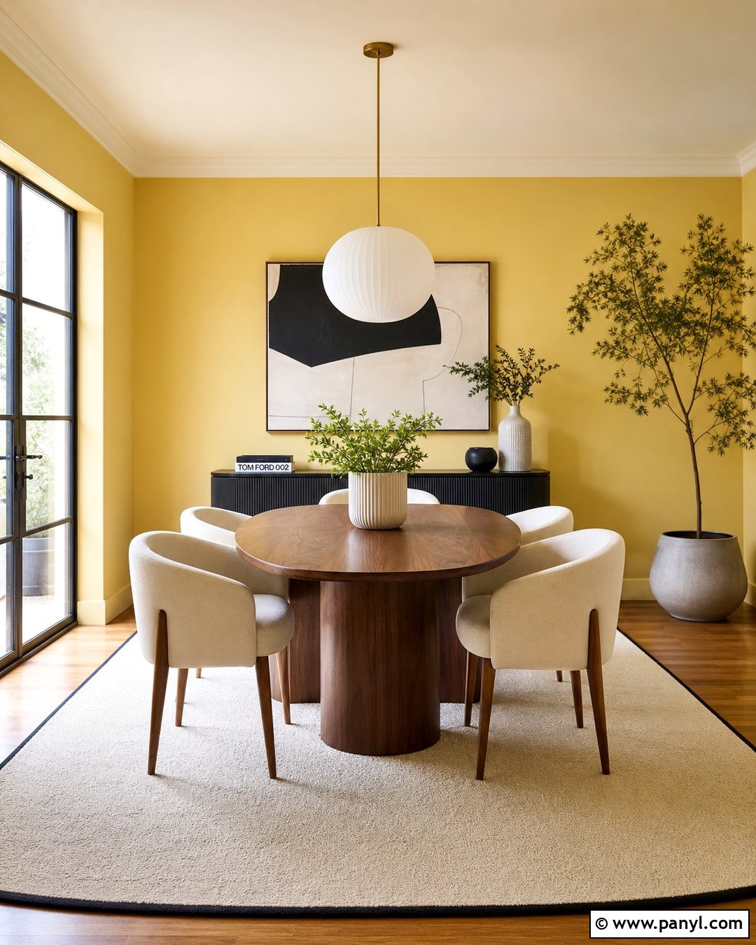 Pastel Yellow Walls In A Modern Dining Room - 30 pastel yellow walls