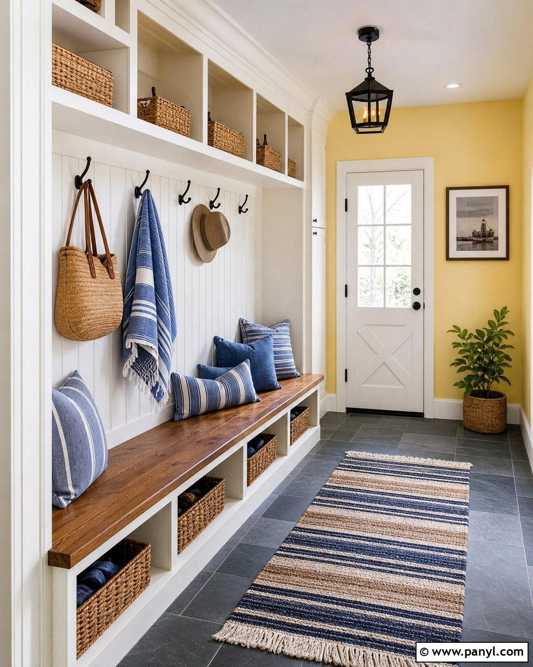 Pastel Yellow Walls In A Mudroom - 30 pastel yellow walls