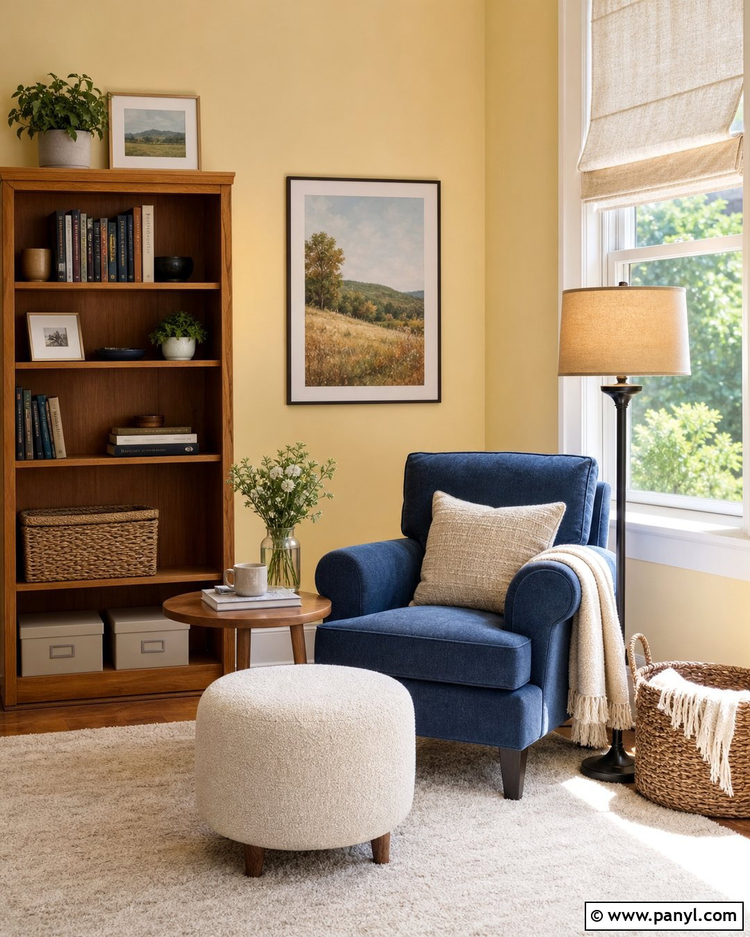 Pastel Yellow Walls In A Reading Nook - 30 pastel yellow walls