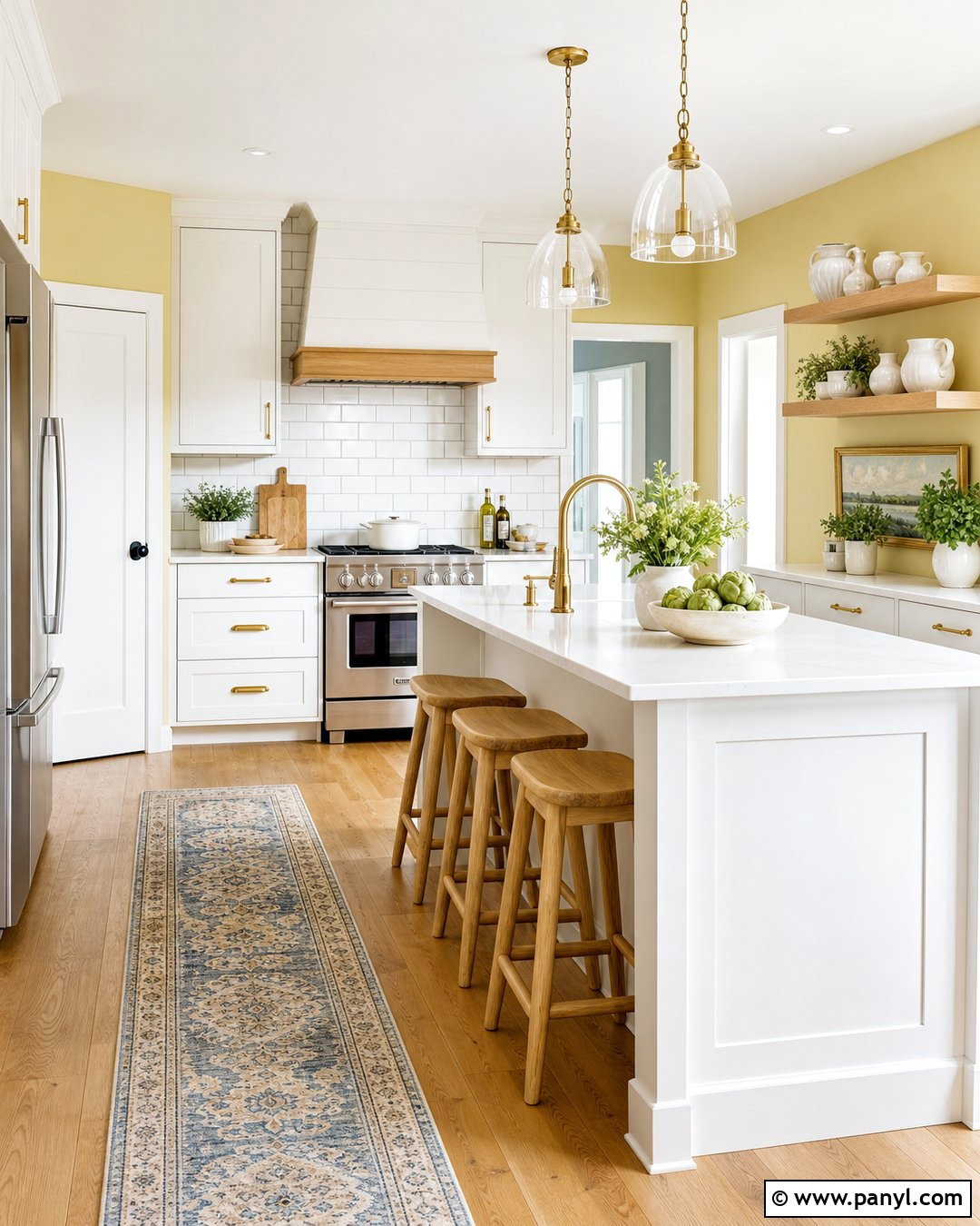 Pastel Yellow Walls In A White Kitchen - 30 pastel yellow walls