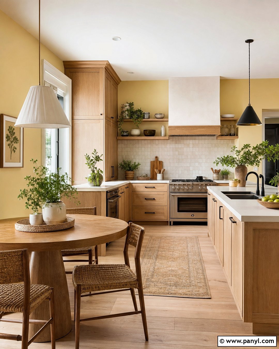 Pastel Yellow Walls In An Oak Kitchen - 30 pastel yellow walls