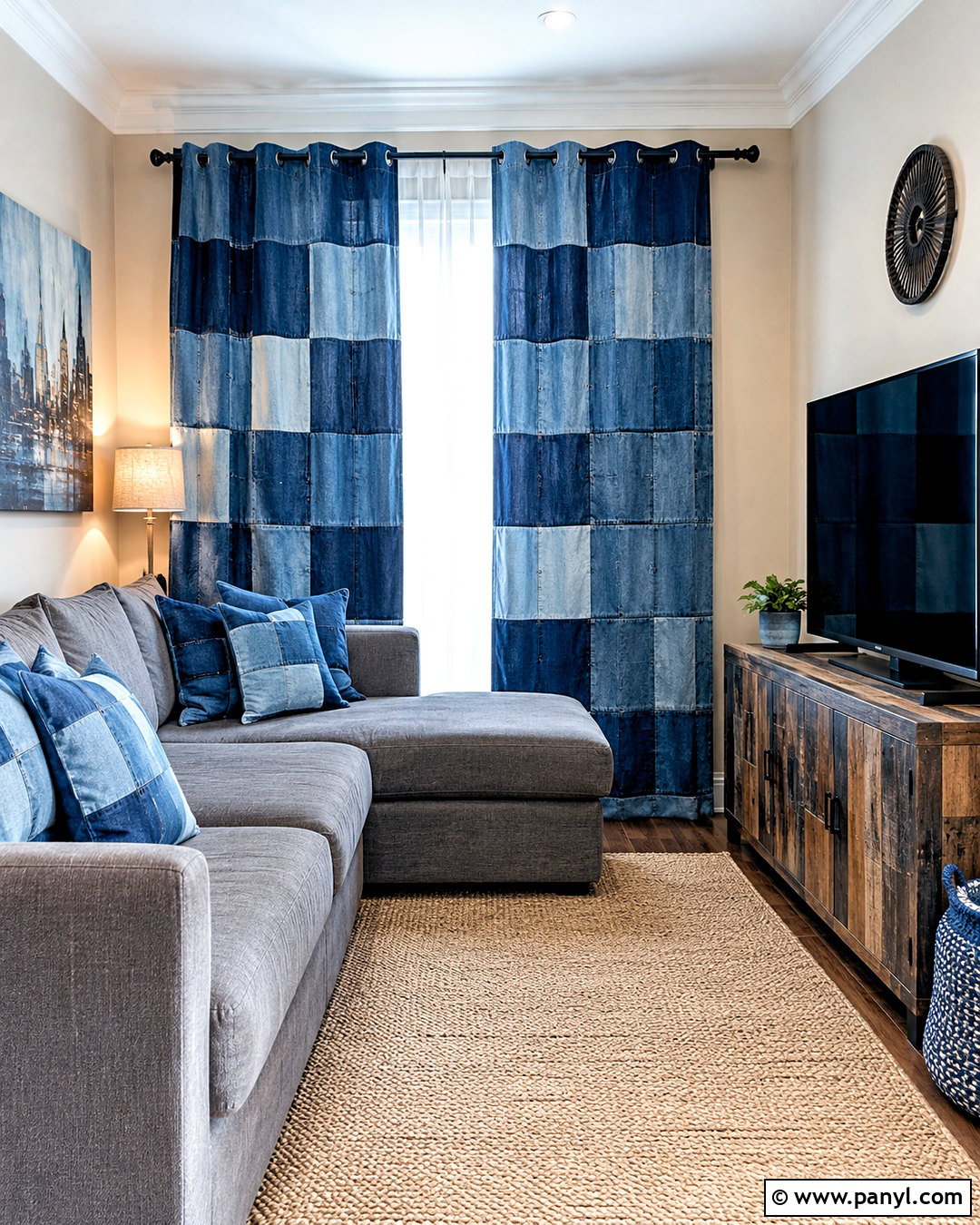 Patchwork Denim Curtains For Family Room - 20 denim curtains